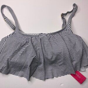 Xhilaration White Striped Swimsuit Top Size D/DD